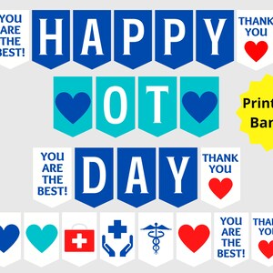 Ergotherapie dag afdrukbaar teken, Happy OT Day Banner, ergotherapeut waardering, OT medische decoraties, OT Assistant Day