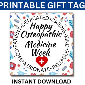 Osteopathic Medicine Week Printable Gift Tags, DO Physician Week, Osteopathic Medicine Appreciation, DO Doctor Appreciation, Medical