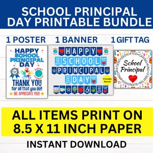 School Principal Day Printable Bundle, School Principal Day Sign, School Principal Gift, Principal Appreciation, School Principal Thank you