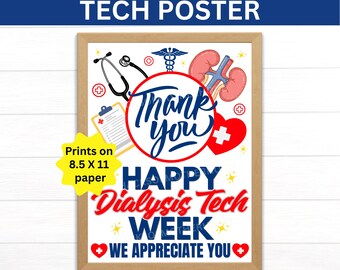 Plakat do druku z okazji Tygodnia Techników Dializ, Znak Tygodnia Techników Dializ, Prezenty dla Techników Dializ, Pielęgniarka Dializ, Nefrologia, Docenianie Dializ