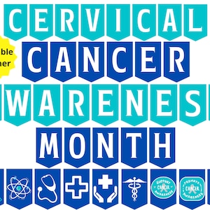 Cervical Cancer Awareness Printable Banner, Cervical Cancer Banner, Cervical Cancer Awareness, Cancer Banner, Cancer Awareness
