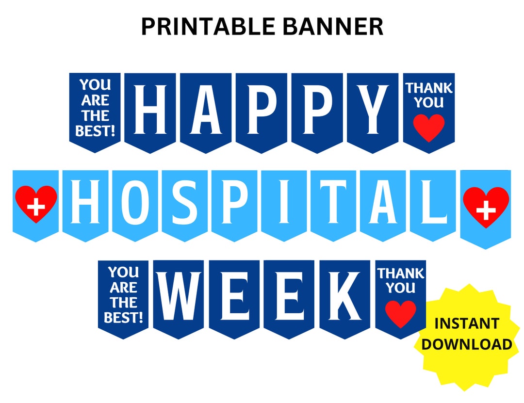 Hospital Week Printable Banner, Hospital Week Sign, Hospital
