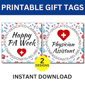 Physician Assistant Week Printable Gift Tags, Happy PA Week Gift, Physician Assistant Appreciation Week, PA Week Gift, Physician Associate