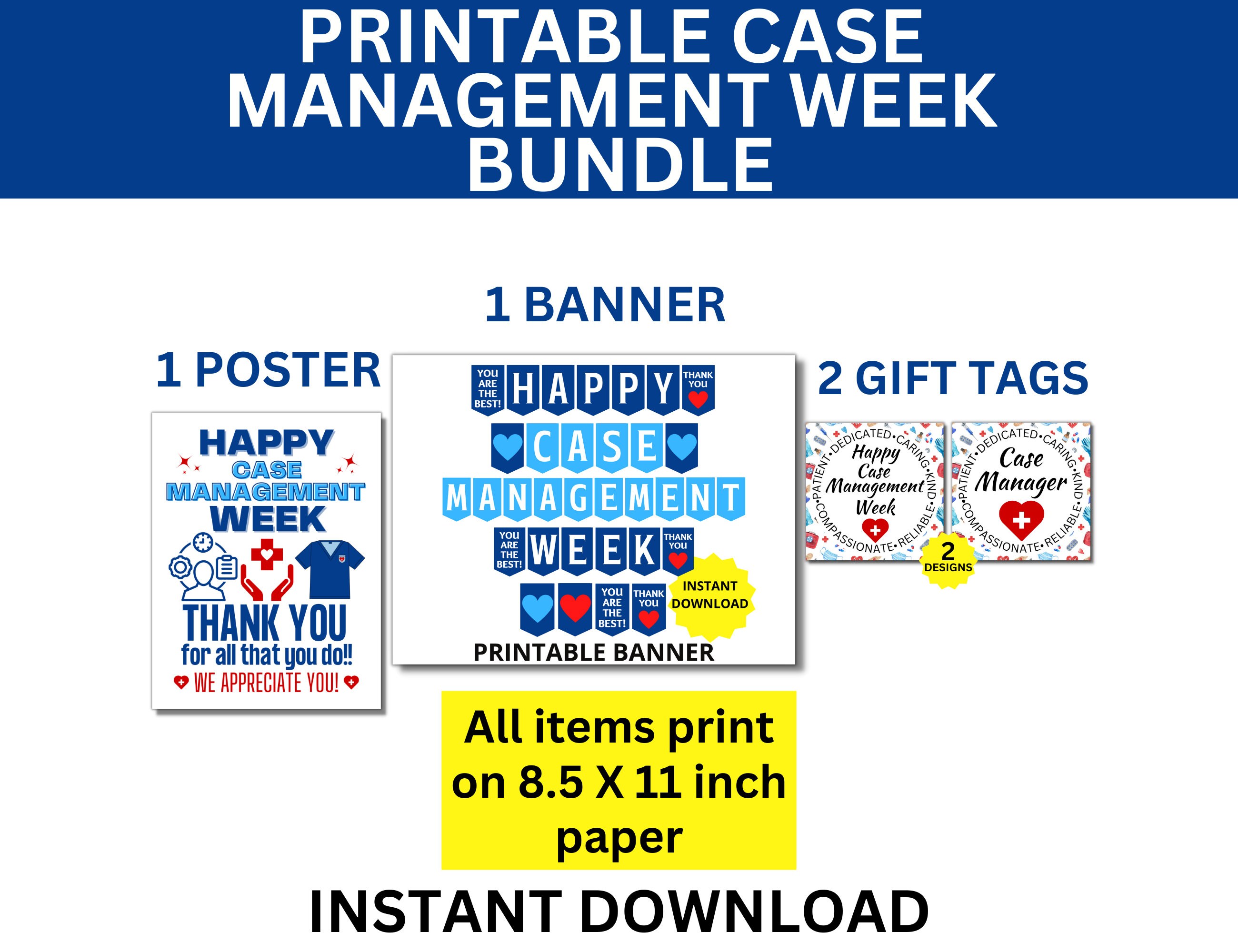 Case Management Week Printable Bundle, Happy Case Manager Week, Case Manager Appreciation Week, Medical Banner, Case Manager RN Recognition