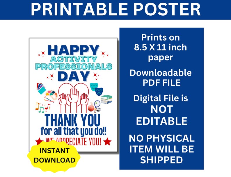 Activity Professionals Day Printable Poster, Activity Professionals ...