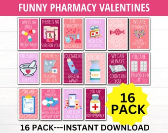 Funny Pharmacy Valentine&#39;s Day Cards, 16 Pack Pharmacy Pun Valentines, Pharmacist, Pharmacy Technicians Valentine, Medical Valentines
