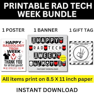 Rad Tech Week Printable Bundle, Radiologic Tech Week, Rad Tech Appreciation Week, Radiology Tech, Xray Technician, Rad Technology, Radiology