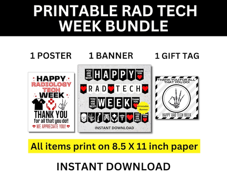 Tech Week Printable Labels Rad Tech Week Printable Bundle, Radiologic Tech Week, Rad Tech ...