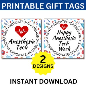Anesthesia Tech Week Printable Tags, Anesthesia Technician Week Tags, Anesthesia Tech Appreciation Week, Anesthesia Tech Week Gift