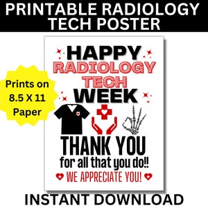 Rad Tech Week Printable Poster, Radiologische Tech Woche Zeichen, Rad Tech Anerkennung Woche, Radiologie Tech, Xray Techniker, Rad Technologie