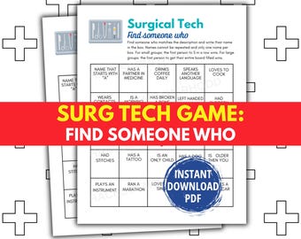 Surgical Tech Game, Find Someone Who, Surgical Tech Week, Surgical Technologist Appreciation, Surgical Tech Student,  Surgical Scrub Tech