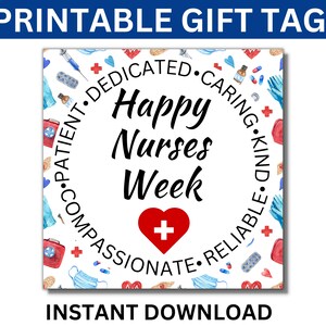 Nurses Week Printable Gift Tags, Happy Nurses Week Gift Tags, Nurse Appreciation Week, Nurse Gift, Nurse Thank you, RN Appreciation, Nurses