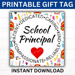 School Principal Day Printable Gift Tag, School Principal Day, School Principal Gift, Principal Appreciation, School Principal Thank you