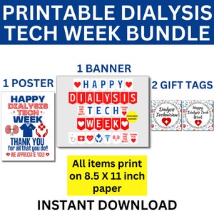 Dialysis Tech Week Printable Bundle, Dialysis Technician Week Sign, Medical Appreciation, Dialysis Tech, Nephrology, Dialysis Appreciation