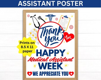 Plakat do druku z okazji Tygodnia Asystenta Medycznego, Znak Tygodnia MA, Prezent dla Asystenta Medycznego, Prezenty z okazji Tygodnia MA z podziękowaniami dla Asystenta Medycznego, Plakat medyczny