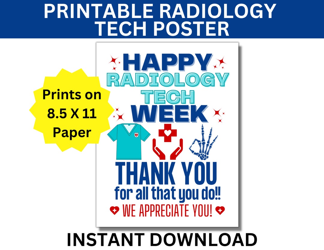 Rad Tech Week Printable Poster, Radiologic Tech Week Sign, Rad Tech ...