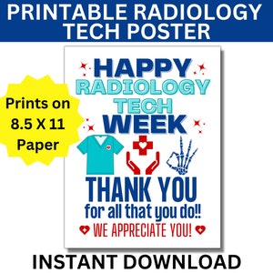 Rad Tech Week Printable Poster, Radiologic Tech Week Sign, Rad Tech Appreciation Week, Radiology Tech, Xray Technician, Rad Technology