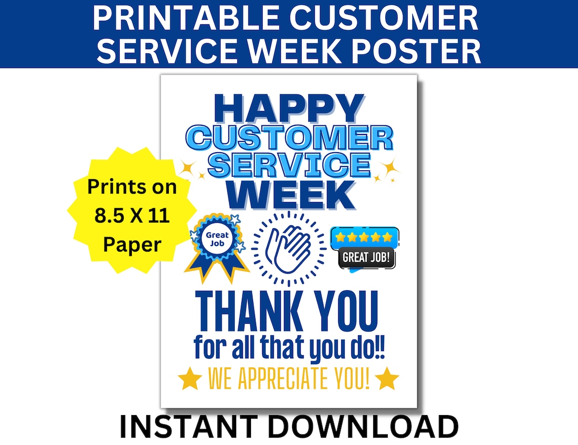 Service Week Svg Customer Service Week Printable Poster, Customer Service Week Sign ...