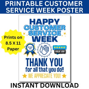 Customer Service Week Printable Poster, Customer Service Week Sign, National Customer Service Week, Customer Service Appreciation