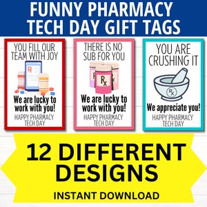 Funny Pharmacy Tech Day Printable Gift Tags, Pharmacy Tech Day, Pharmacy Technician Appreciation, Pharmacy Tech Gift, Pharmacy Recognition