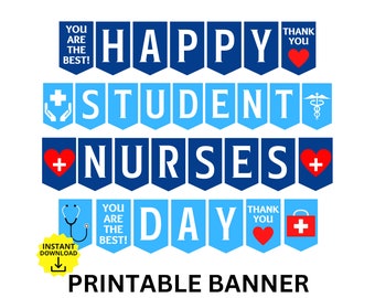 Bannière imprimable de la fête des étudiantes infirmières, cadeau étudiante infirmière, cadeau de remerciement infirmière, enseigne étudiante infirmière, étudiante infirmière, future infirmière
