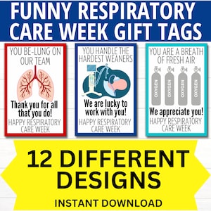 Etiquetas de presente para impressão engraçadas da semana de cuidados respiratórios, presente para terapeuta respiratório, semana de valorização dos cuidados respiratórios, terapeuta respiratório