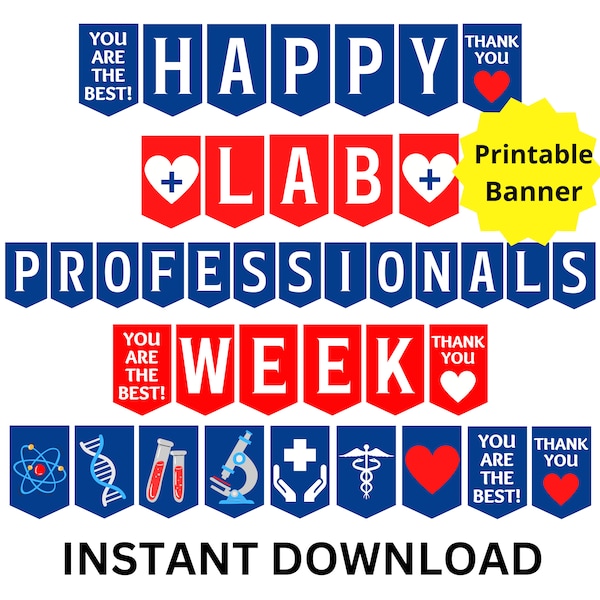 Happy Lab Week Printable Banner, Medical Laboratory Professionals Week Banner, Lab Professionals Appreciation, Lab Week Gift, Medical Lab