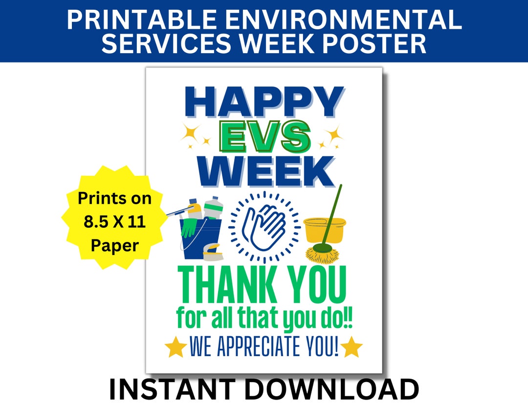 Happy Environmental Services Week Printable Poster EVS Week Etsy
