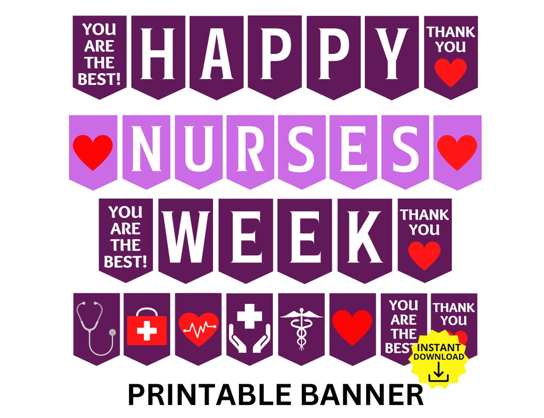 Nurses Week Printable Banner, Happy Nurses Week Sign, Nurse