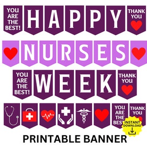 Nurses Week Printable Banner, Happy Nurses Week Sign, Nurse Appreciation Week, Nurse Decorations, RN Appreciation party, Nurse week banner