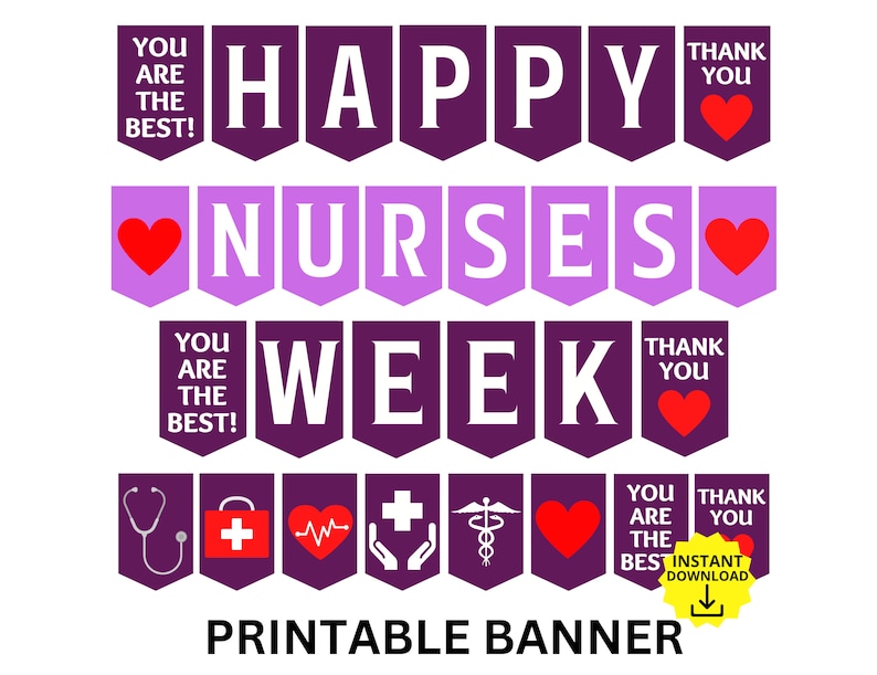Nurses Week Lettering Nurses Week Printable Banner, Happy Nurses Week Sign, Nurse ...