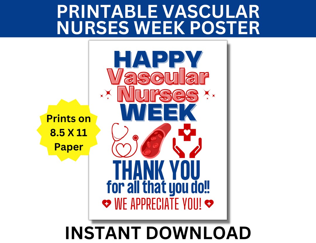 Vascular Nurses Week Printable Poster, Vascular Nurse Week Banner