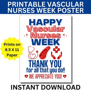 Vascular Nurses Week Printable Poster, Vascular Nurse Week Banner, Nurse Appreciation Week, Vascular Nurses Week, Vascular Nurse Gift