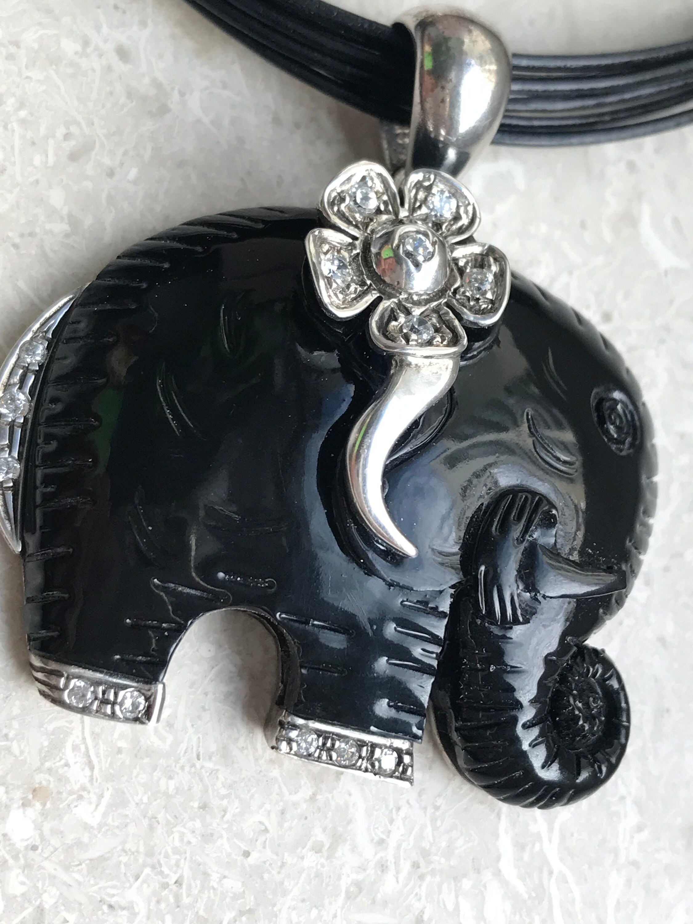 81stgeneration Collana Vintage In Ottone, Elefante Con Orologio, Catena Lunga
