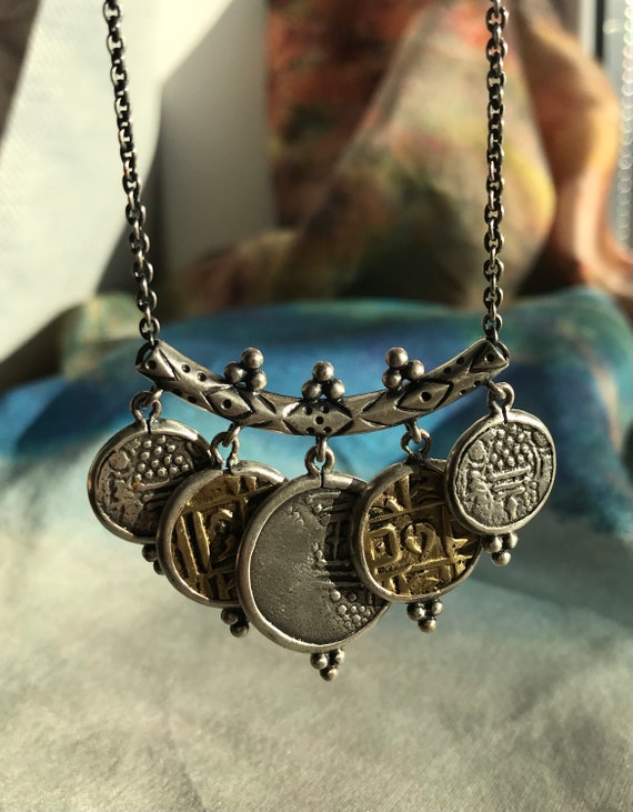 Vintage Roman coin necklace and ring.  Antique st… - image 3