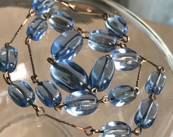 Decadence aquamarine beads necklace, vintage