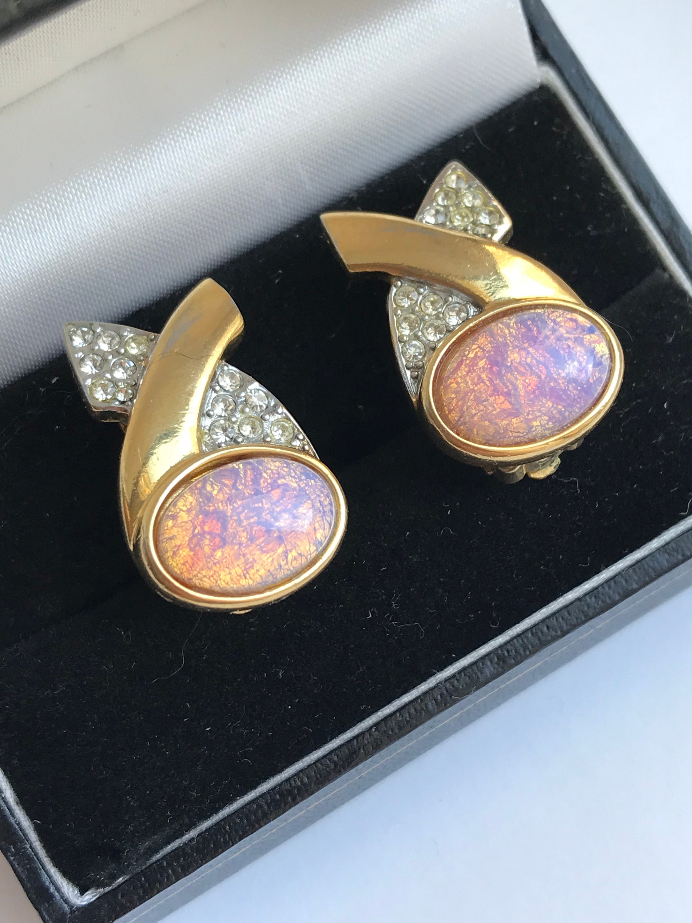 オパール ブローチ イヤリング セット カボション ビンテージ