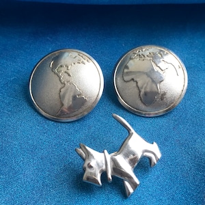 Vintage Schmuckset: Scottish Terrier Brosche und Ohrringe. Scotty Hund Brosche.