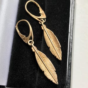 Vintage Feather Earrings. Large handmade drop earrings, 50s
