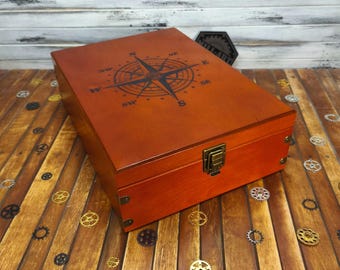 ダークブラウンの蓋付き木箱：A4書類収納 - Etsy 日本