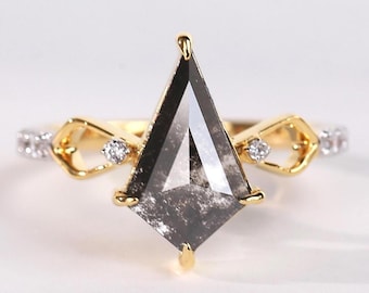 Kite salt and pepper Diamond Ring | Salt and pepper Kite Diamond Engagement Ring | Kite Diamond Ring | Kite Ring | Bridal Ring For Wedding