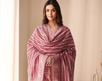 Ensemble Kurti Palazzo Dupatta en pur coton ethnique travaillé à la main : entièrement cousu, tissu respirant et confortable, tailles M à XXXL - Achetez maintenant