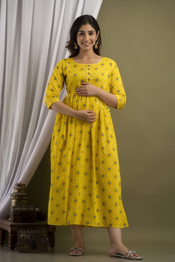 Buy Women Cotton Printed Maternity Gown Online In India At Discounted Prices