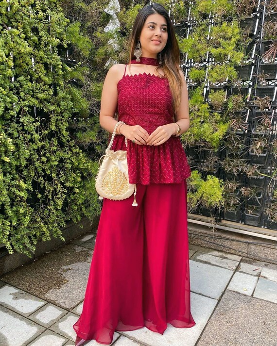 sleeveless kurti with sharara