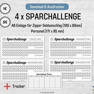 4x Spar Challenge Tracker I Small Change Save Bundle I Inserts A6 BudgetBinder Zipper Envelope and PERSONAL I PDF Download Template