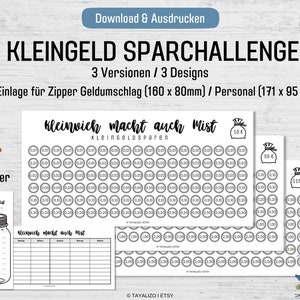Small Change Spar Challenge I 3 Versions I Deposits A6 BudgetBinder Zipper Envelope and PERSONAL I PDF Download Template