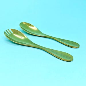 Personalized Golden Stainless Steel Spoon And Fork Set For Kids, Custom Name Cutlery,Toddler Gift,Kid Anniversaries Gift,Baby Shower Present