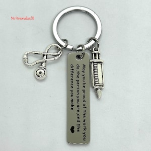 Personalized Nurse keychain,Nurses' Day gift,Christmas Gift for Nurses, Doctor Keychain, Graduation Gift for Medical Students,Nursing Gift No Personalized B