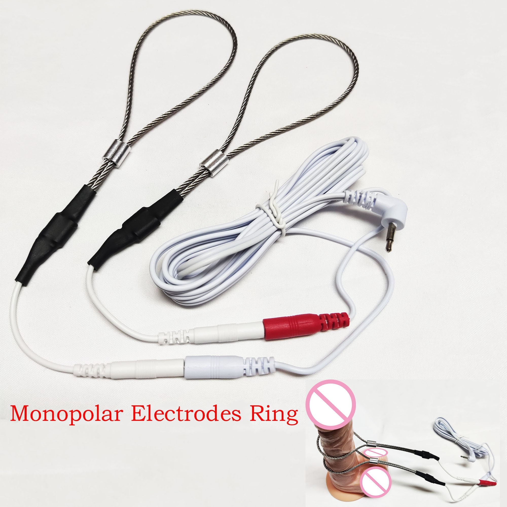 Adjustable Conductive Loop Penis Ring Steel Wire With Cable Monopolar