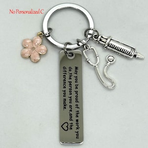 Personalized Nurse keychain,Nurses' Day gift,Christmas Gift for Nurses, Doctor Keychain, Graduation Gift for Medical Students,Nursing Gift No Personalized C